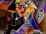 ARTE-CONTEMPORANEO-PINTORES ESPANOLES.-jose-manuel-merello.-mujer-portuguesa-con-panuelo.-(81-x-65-cm)-mix-media-on-canvas